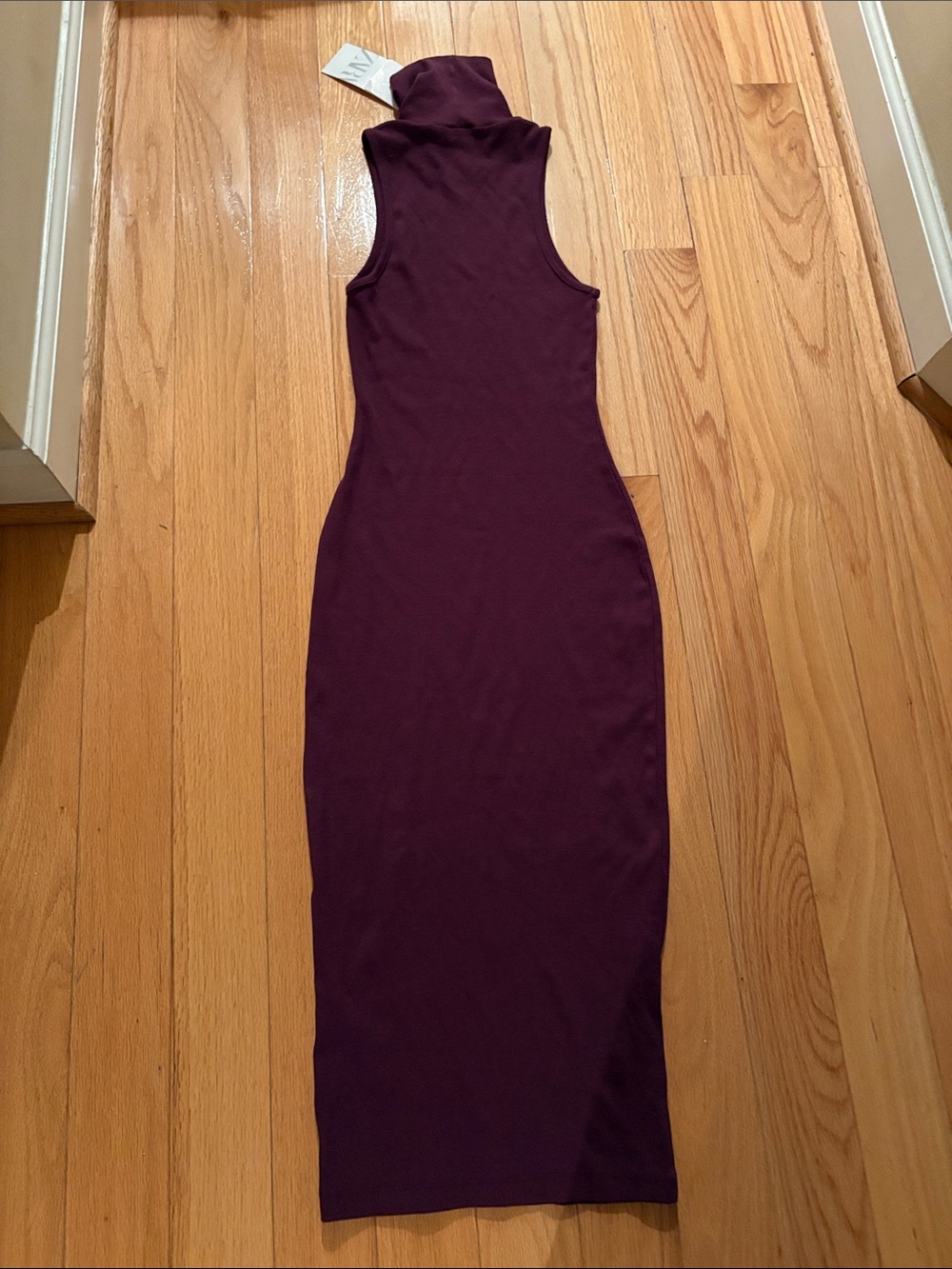 Zara Sleeveless Turtleneck Maxi Dress in Deep Plum